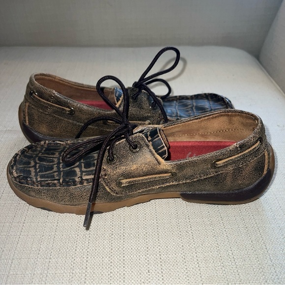 Twisted X Loafers Womens Leather Lace Up Antibacterial Washable Driving 5.5M - Picture 7 of 11